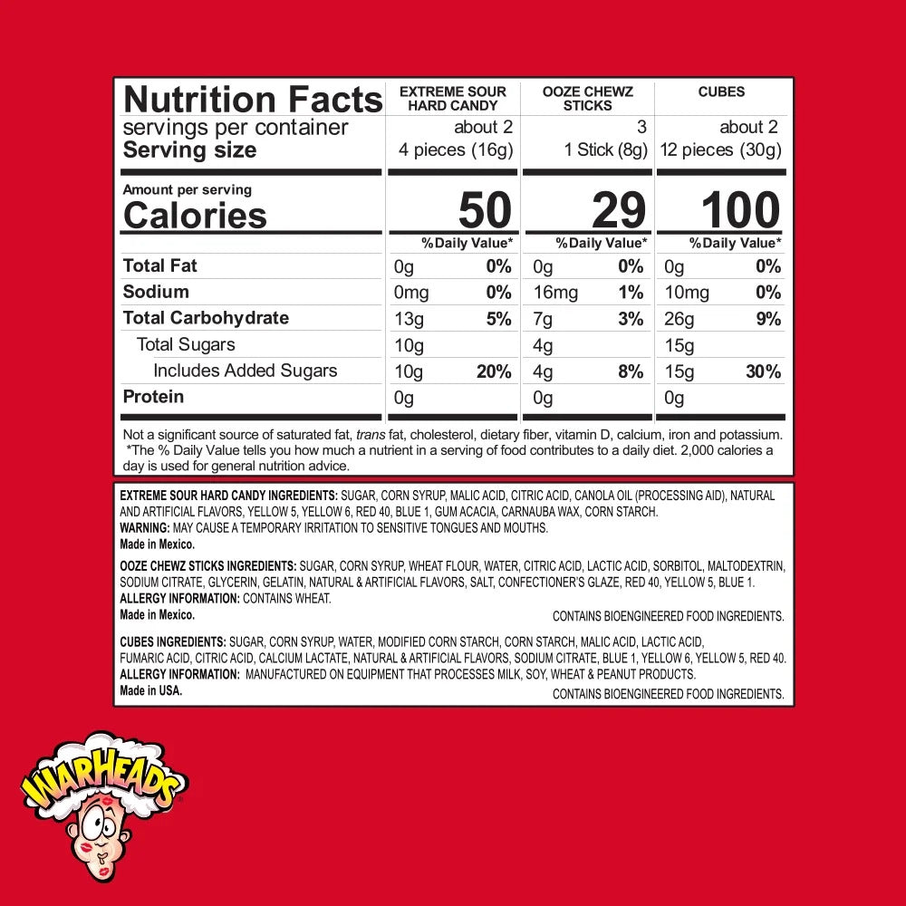 Warheads Sour Scrambler Assorted Sour Valentines Candy Heart 3.85oz (105g)