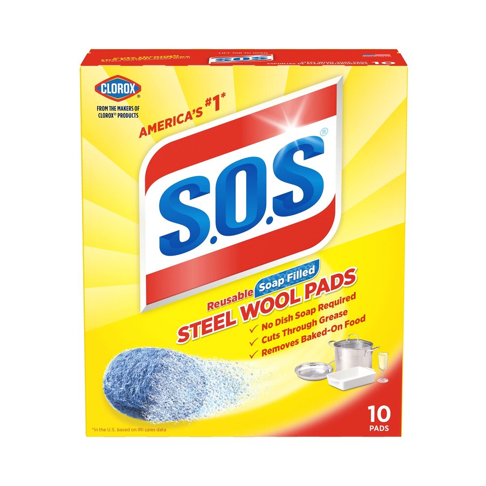 Clorox S.O.S-Steel Wool Dish Scrubber Pads - Pack of 10