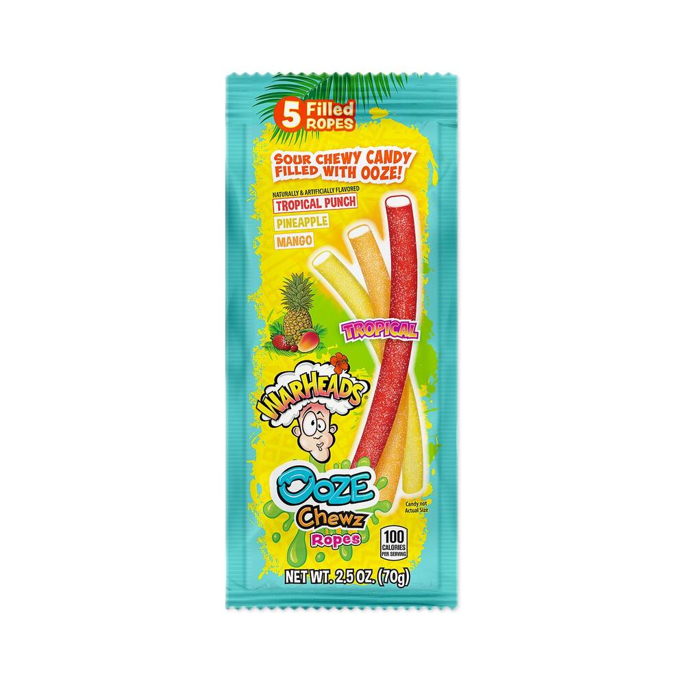NEW! Warheads Ooze Chewz Tropical Ropes 2.5oz (70g)