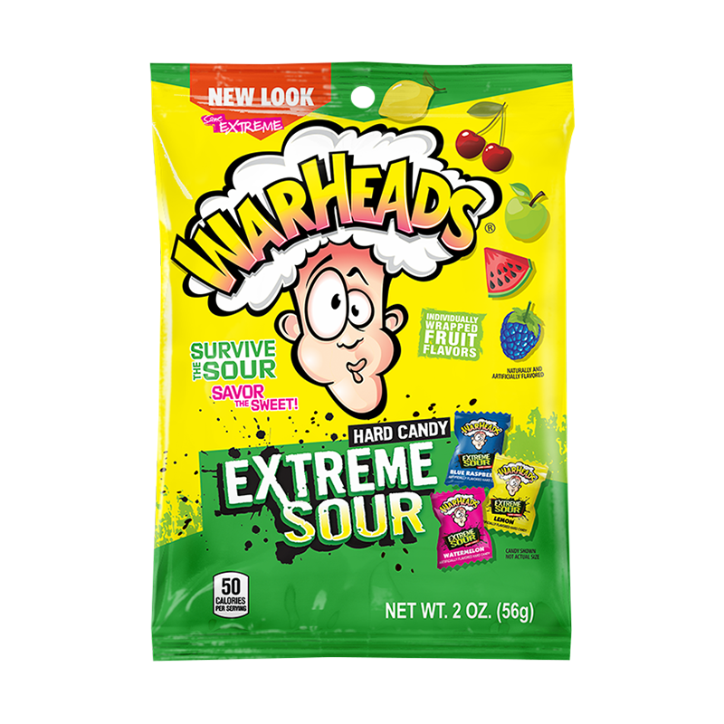 Warheads Extreme Sour Hard Candy Peg Bag 2oz (56g)