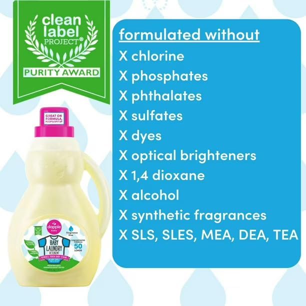 Dapple Baby Laundry Detergent I Plant Based Baby Detergent, HE, Fragrance Free I 50 Loads - 1.5L