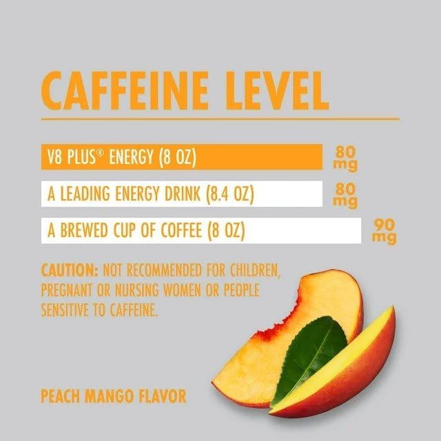V8 Splash Sparkling & Energy Peach Mango Can 11.5oz (341ml)