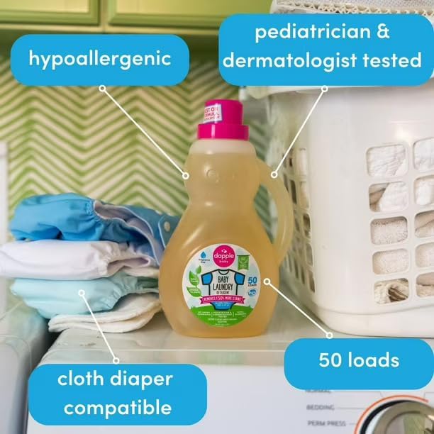 Dapple Baby Laundry Detergent I Plant Based Baby Detergent, HE, Fragrance Free I 50 Loads - 1.5L