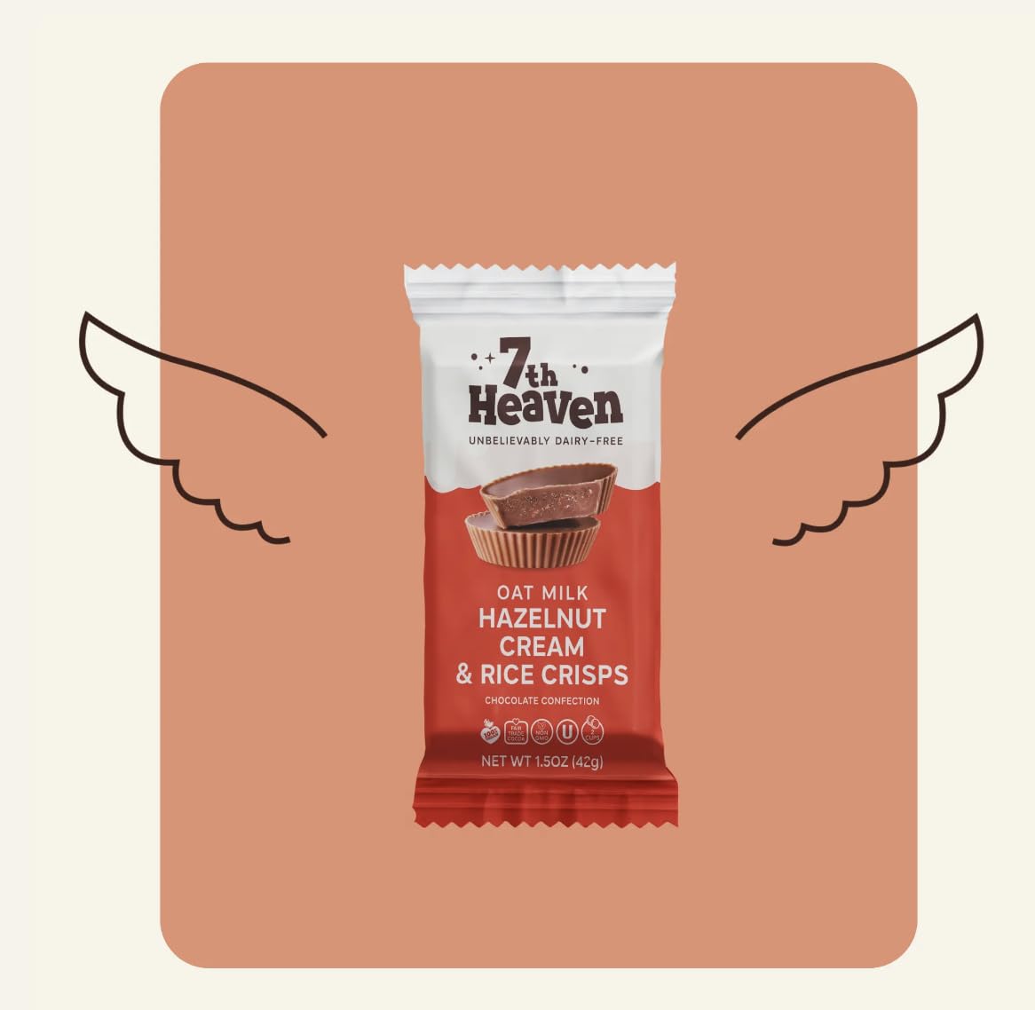 7th Heaven, Vegan Hazelnut Cream and Rice Crisp Chocolate Cups 1.5oz (42g)
