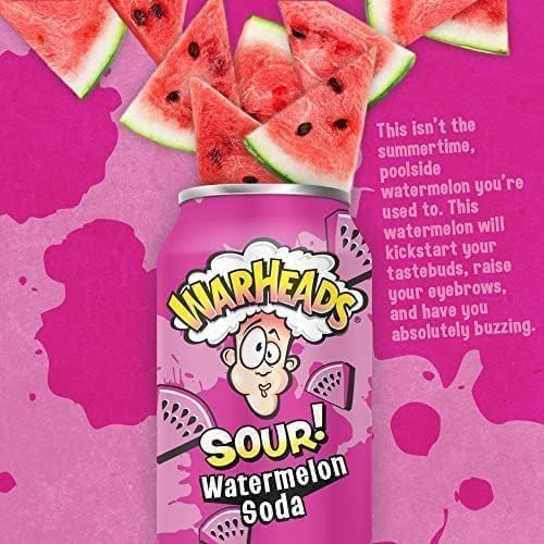 Warheads Watermelon Sour Soda 12oz (355ml)