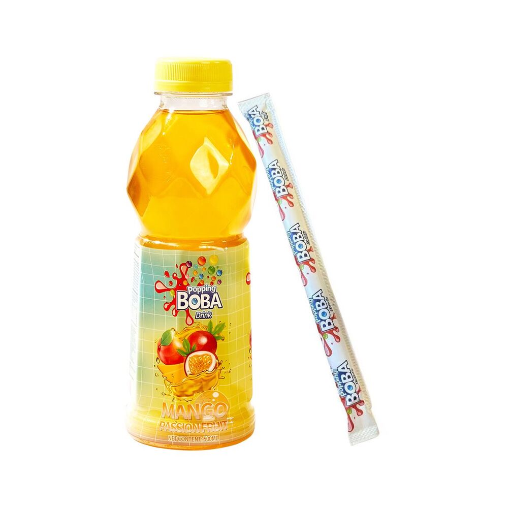 NEW! Popping Boba Drink - Delicious Fruit Drink with Boba Pearls Mango Passion Fruit 500ml