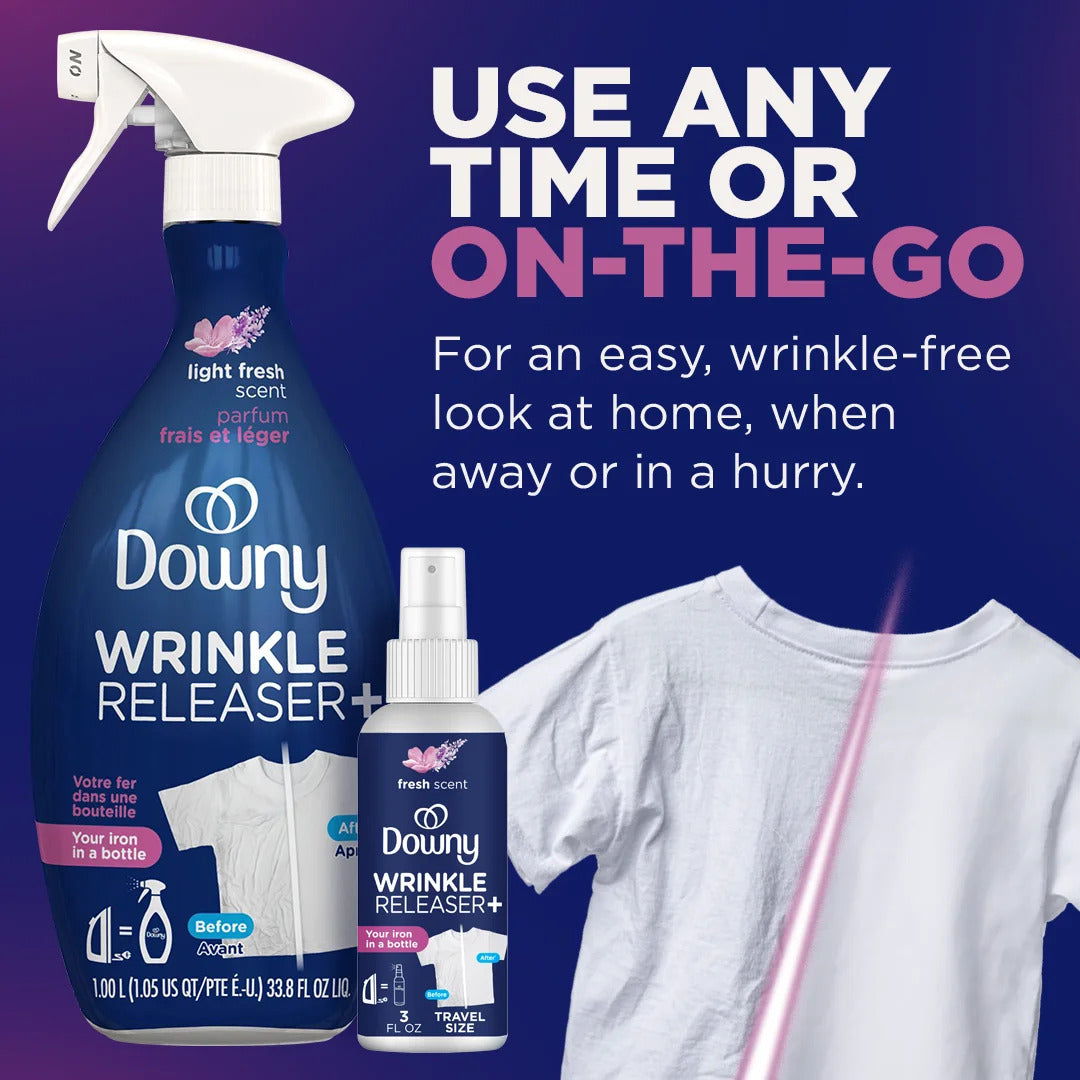 Downy Wrinkle Releaser and Refresher Fabric Spray Fresh Scent I Travel Size 3oz (90ml)
