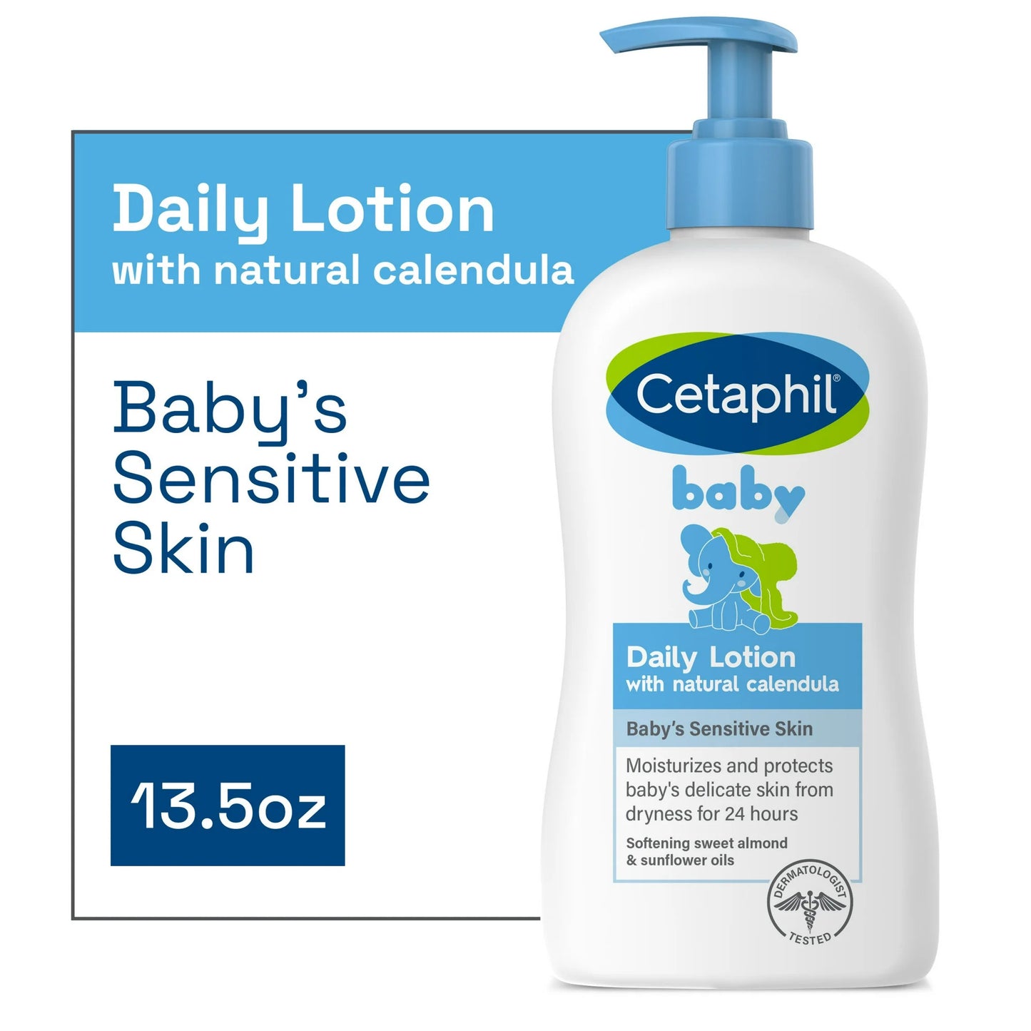Cetaphil Baby Daily Lotion with Organic Calendula |Vitamin E | Sweet Almond & Sunflower Oils |13.5oz (399 ml)