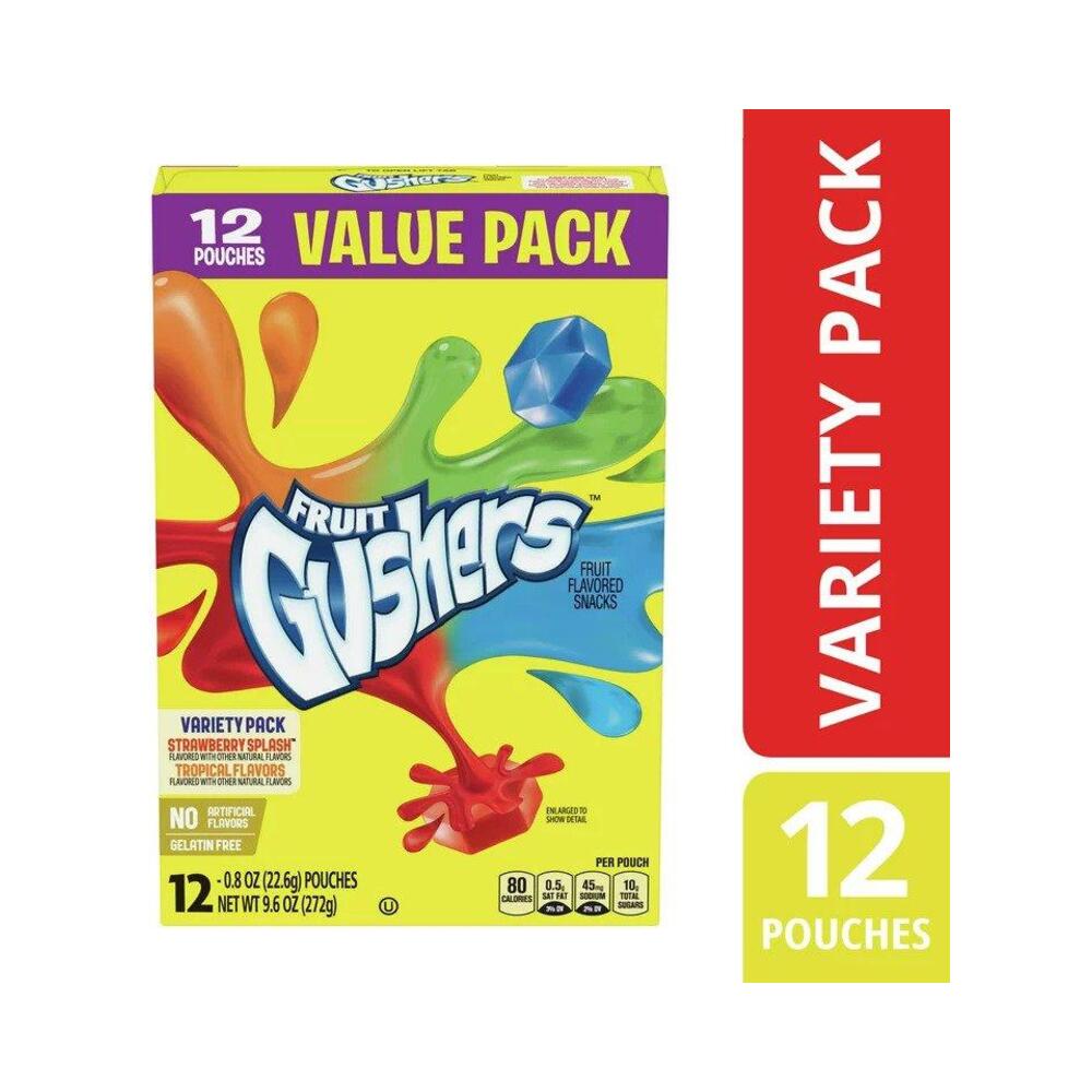 Gushers Variety Pack Tropical & Strawberry Splash Flavours 12 Pouches