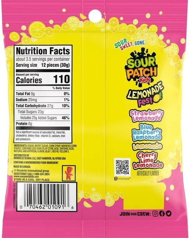 Sour Patch Lemonade Fest Peg Bag 3.61oz (102g)