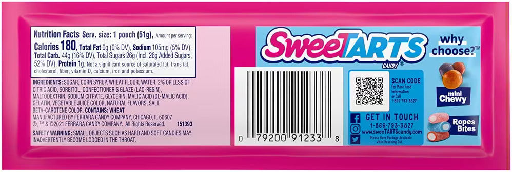 Sweetarts Ropes Cherry Punch 1.8oz (51g) Best Before 31/01/2025