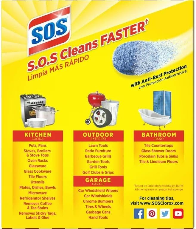 Clorox S.O.S-Steel Wool Dish Scrubber Pads - Pack of 10