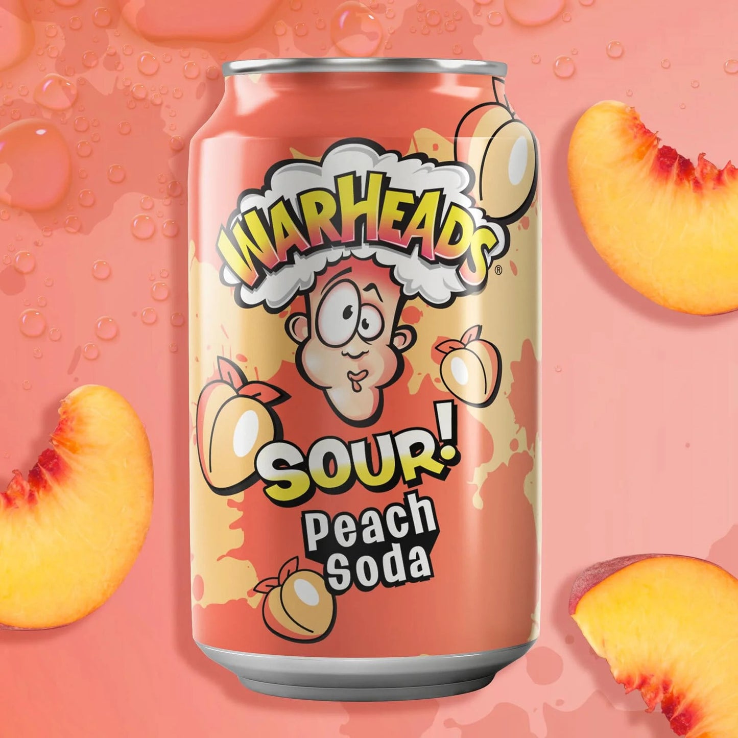 Warheads Peach Sour Soda 12oz (355ml)