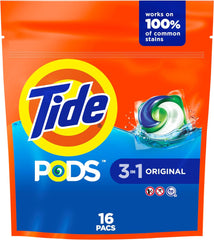 Tide PODS Original Scent HE Turbo Liquid Detergent Pacs, 16 count
