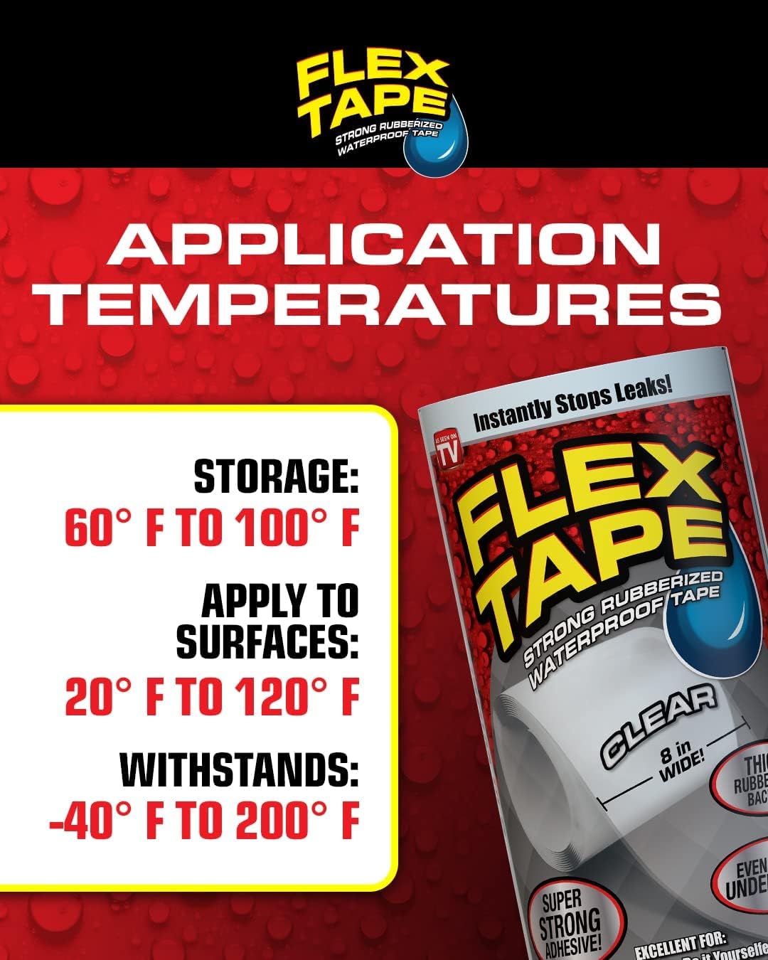 Flex Tape Mini Waterproof Tape White 7.65cm x 10.2cm 2 Pack image 3