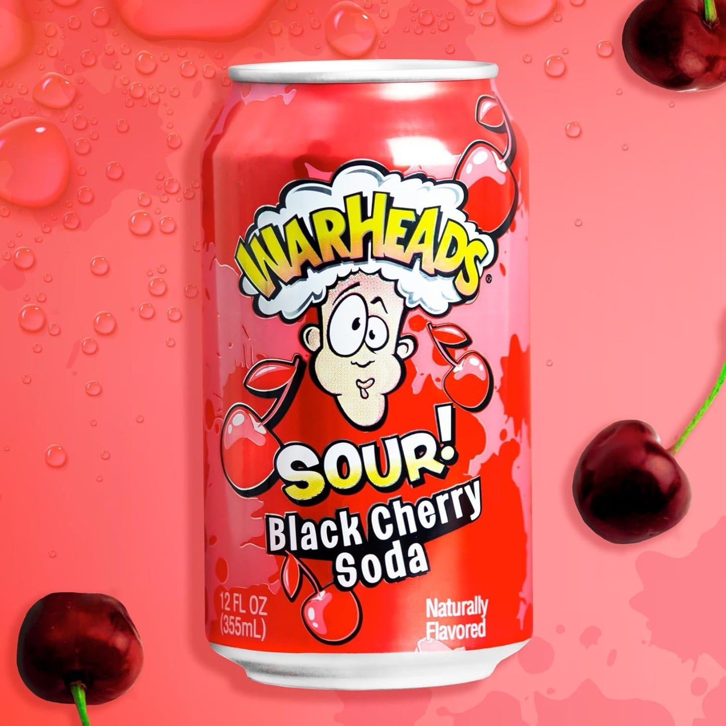 Warheads Black Cherry Sour Soda 12oz (355ml)