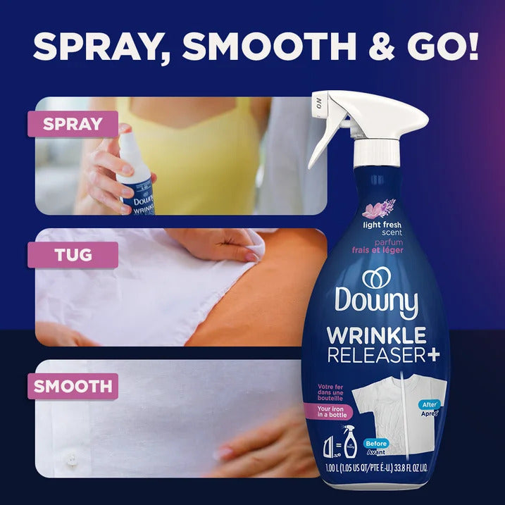 Downy Wrinkle Releaser and Refresher Fabric Spray Fresh Scent I Travel Size 3oz (90ml)
