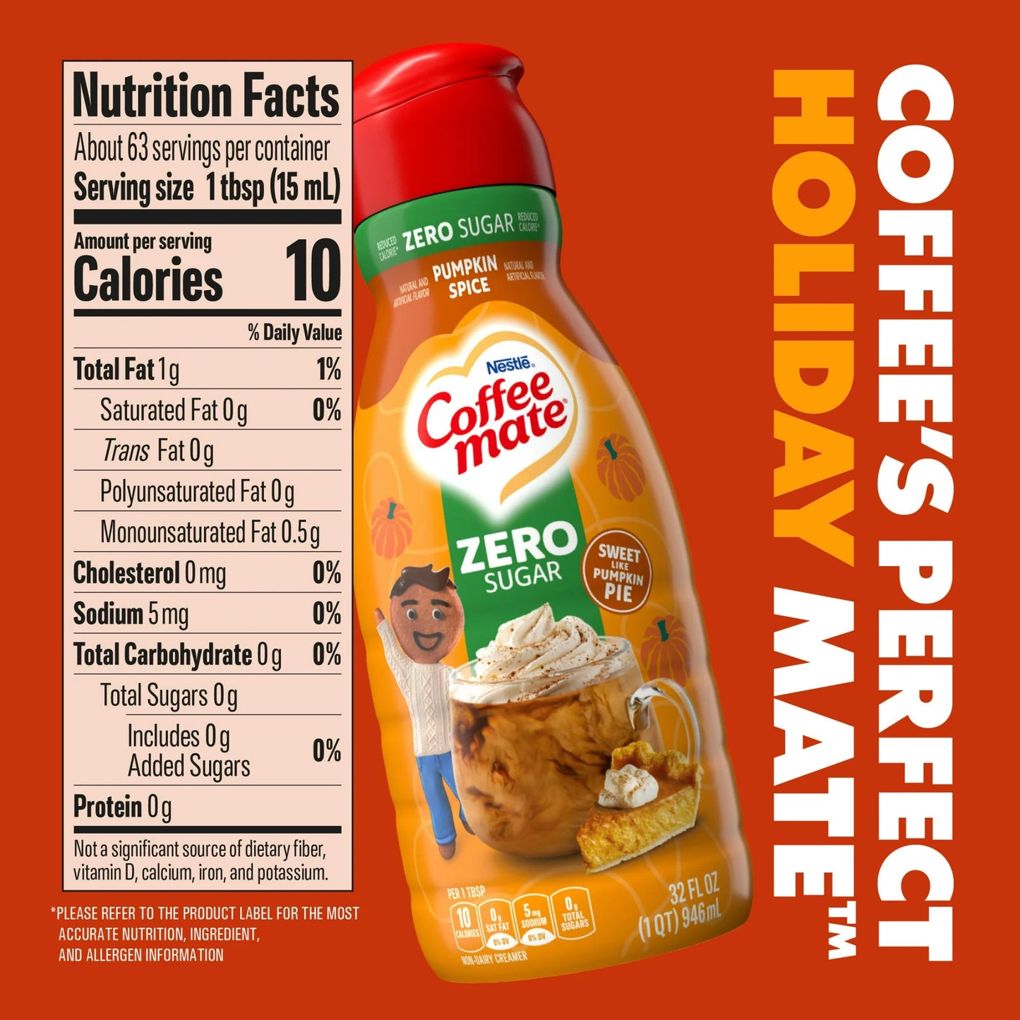 Coffee Mate Zero Sugar Pumpkin Spice 32oz (946ml)