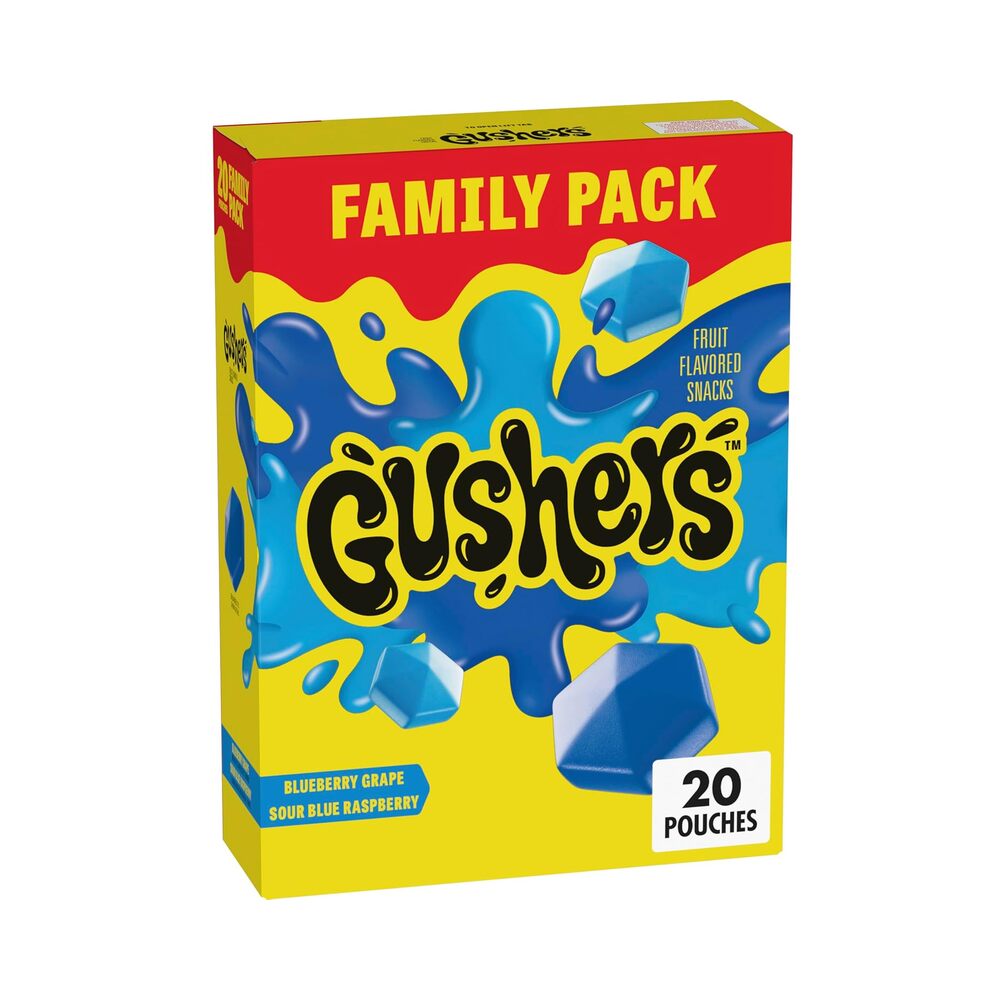 Gushers Blueberry Grape & Sour Blue Raspberry Fruit Candy 20's 16oz (453g)