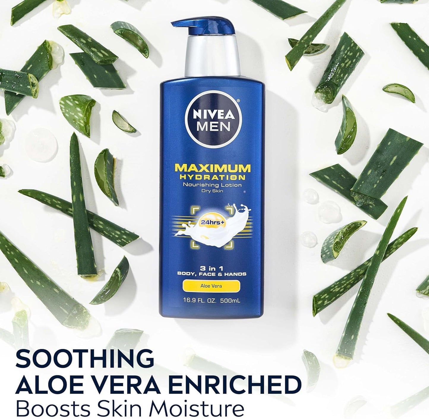 Nivea For Men Maximum Hydration Nourishing Lotion for Dry Skin 3-in-1 I 16.9oz (500ml)