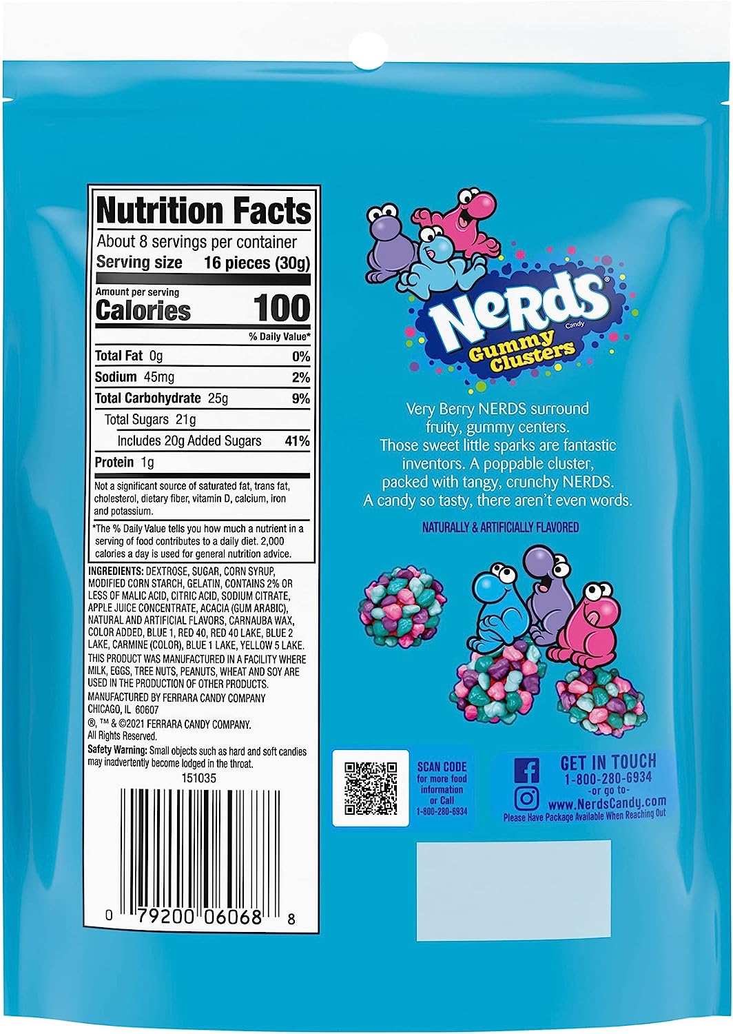 Nerds Clusters Gummy Very Berry Resealable Bag 8oz (226g)