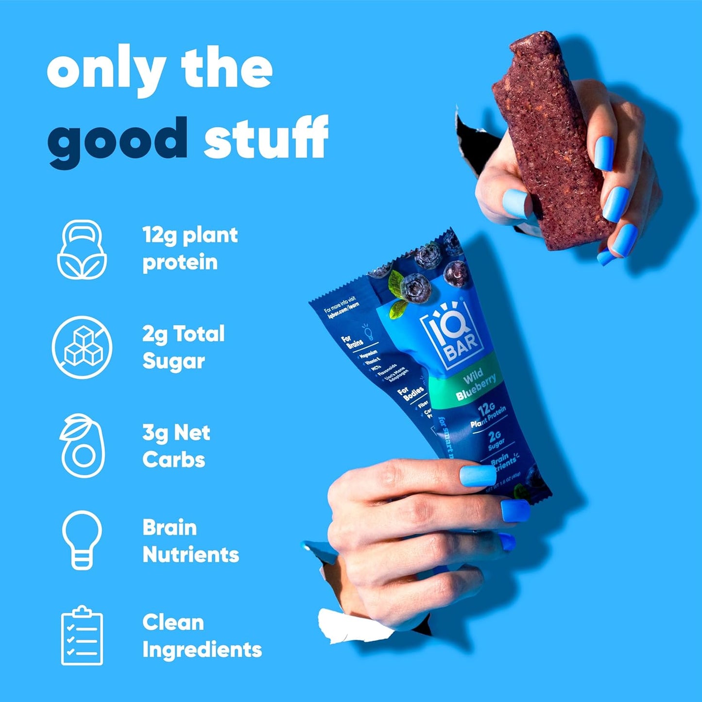 IQBAR Brain and Body Plant Protein Bars I Fruit Lovers Variety Pack I Low Sugar Keto Energy Bar I 12g Protein