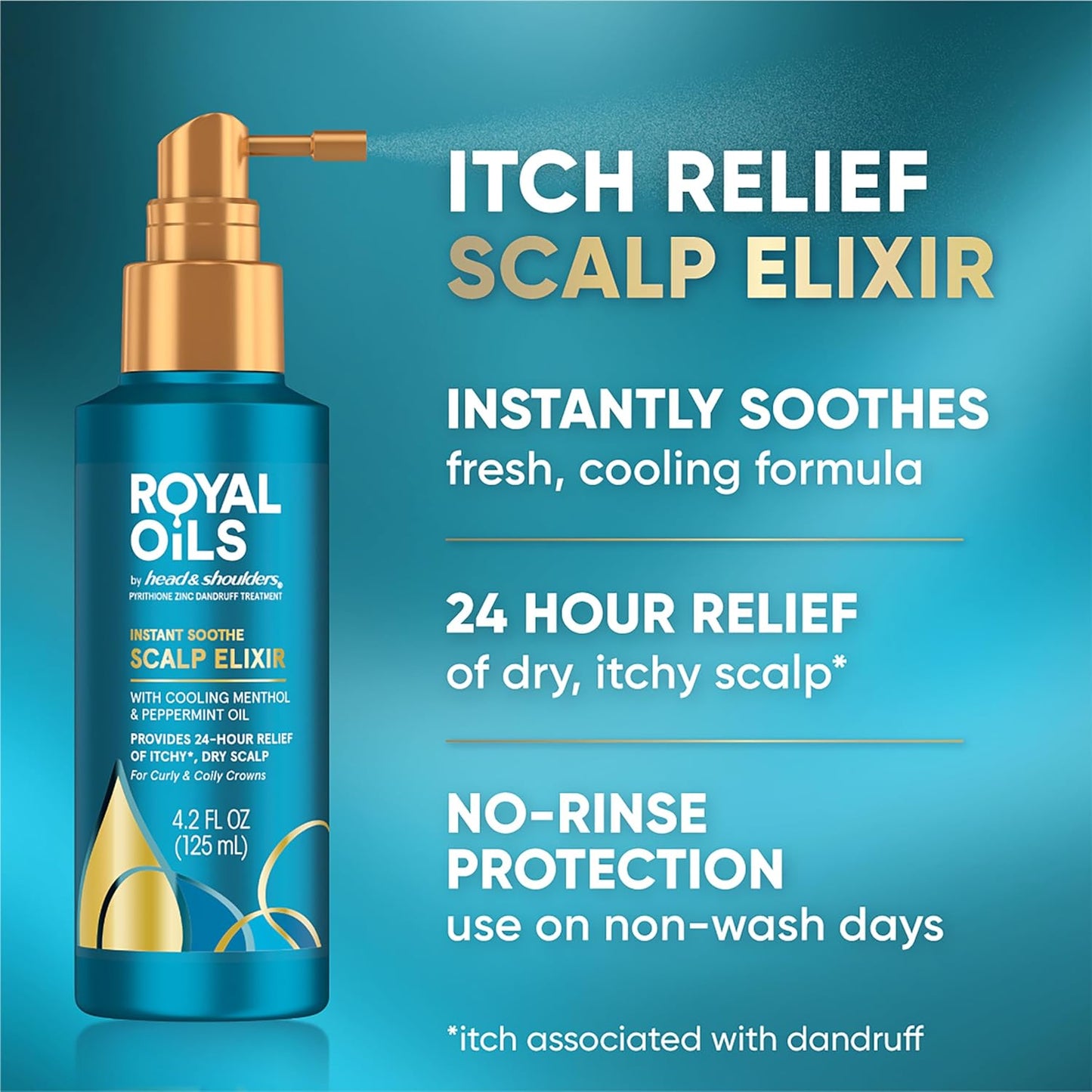 Head & Shoulders Royal Oils Instant Soothe Scalp Elixir Treatment, 4.2oz (125ml) for Dry Scalp