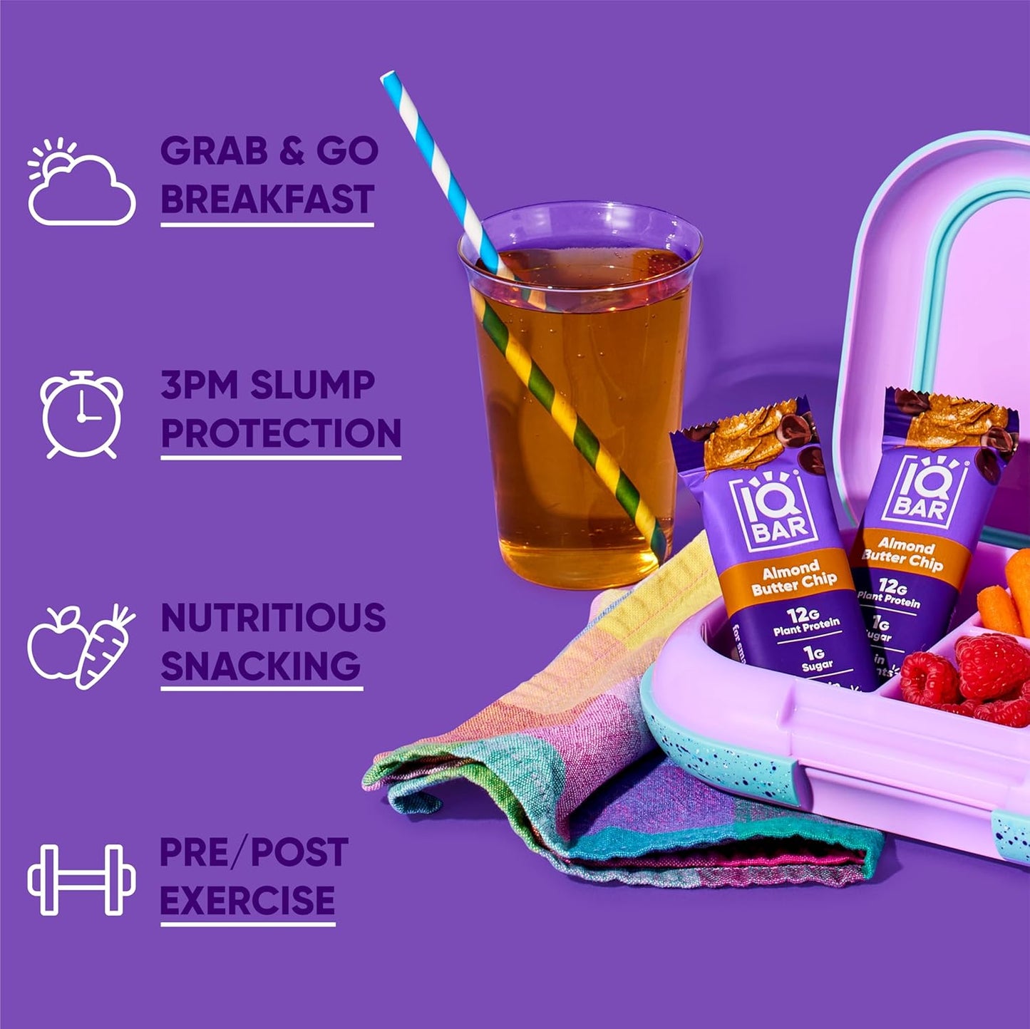 IQBAR Brain and Body Plant Protein Bars I Almond Butter Chip I Low Sugar Keto Energy Bar I 12g Protein