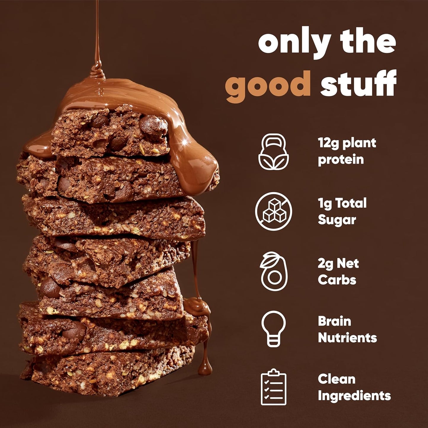 IQBAR Brain and Body Plant Protein Bars I Chocolate Sea Salt I Low Sugar Keto Energy Bar I 12g Protein