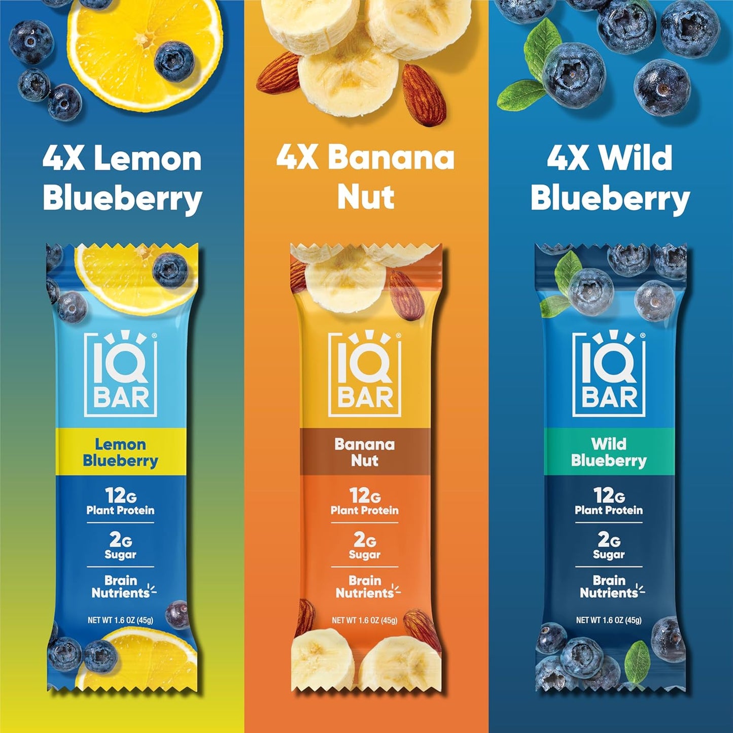 IQBAR Brain and Body Plant Protein Bars I Fruit Lovers Variety Pack I Low Sugar Keto Energy Bar I 12g Protein