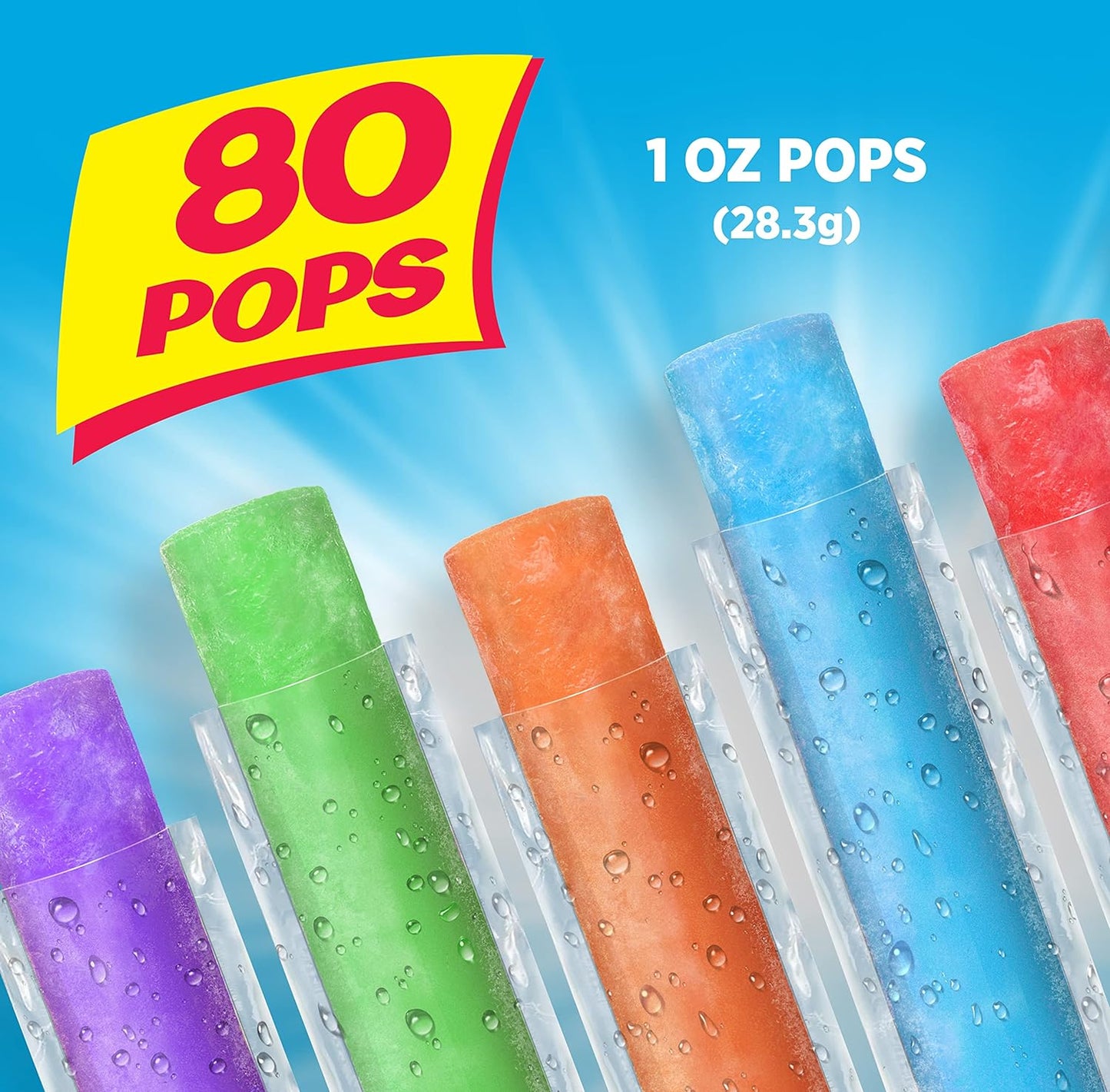Pop-Ice Assorted Fruit Freezer Ice Pops, 1.5oz (28.3g) 80 Count Fruit Pops