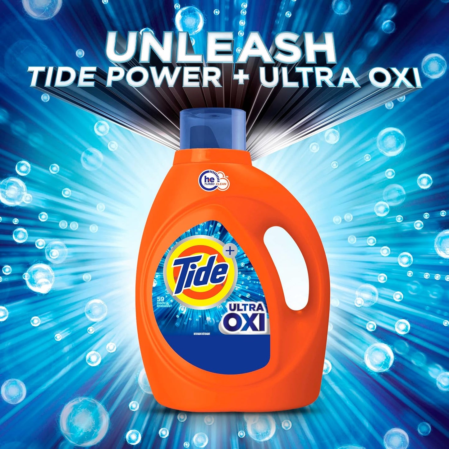 Tide Ultra Oxi Liquid Laundry Detergent, HE Compatible, 84oz (2.48L) 59 Loads