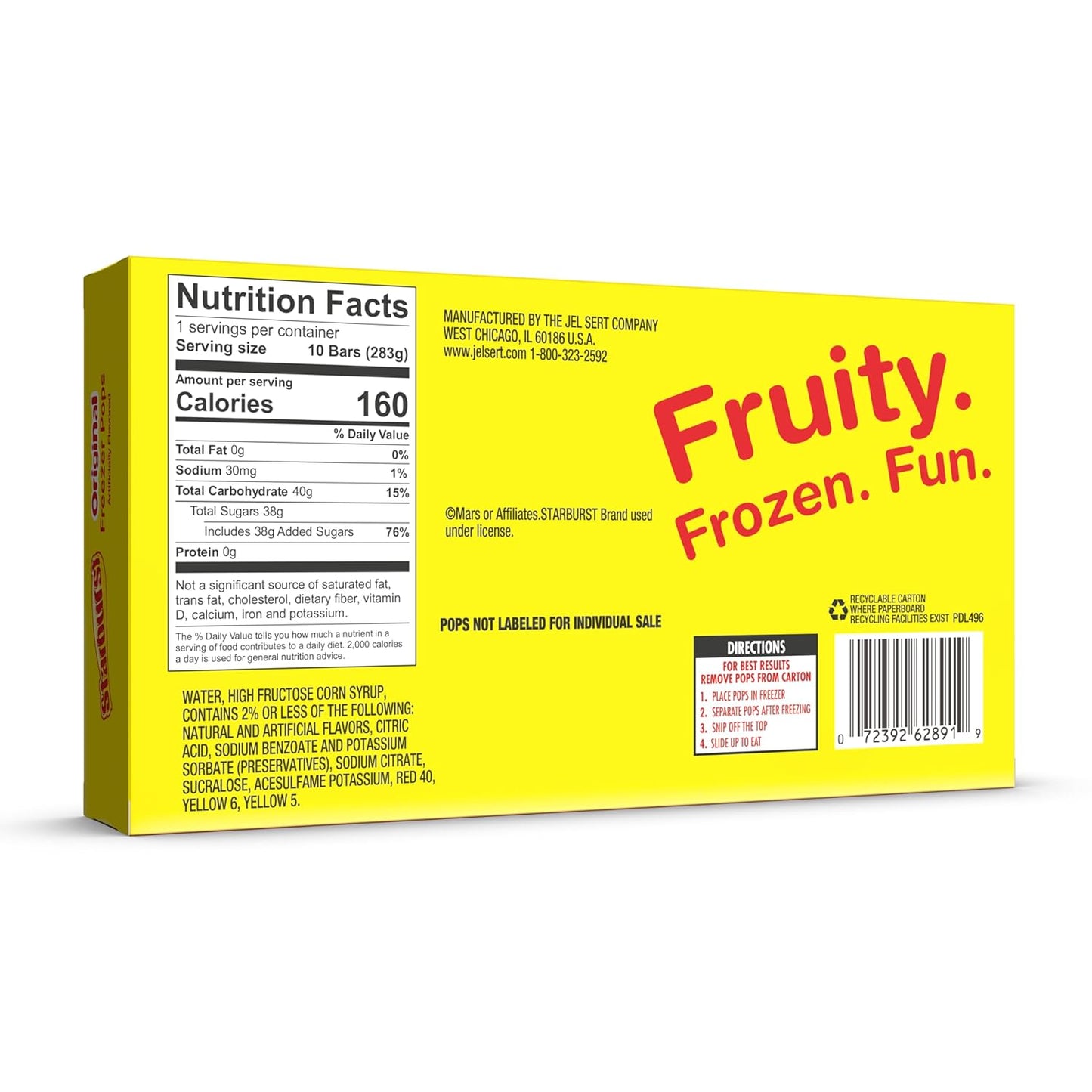 Starburst Freezer Pops Assorted 10ct 1oz (283.5g)