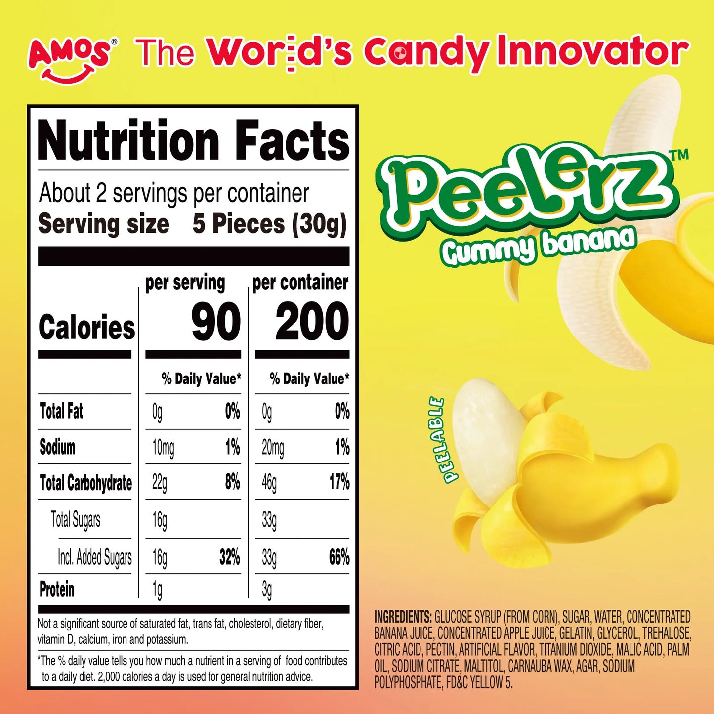 Amos Peelerz Banana Gummy Candy 6oz (170g)