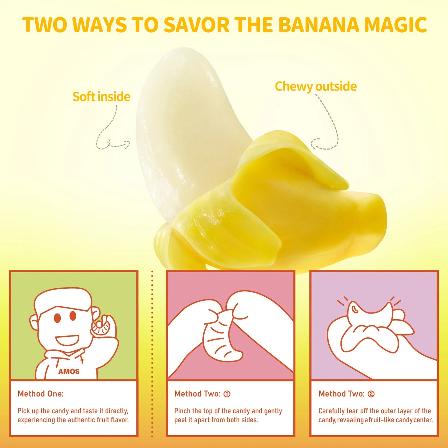Amos Peelerz Banana Gummy Candy 6oz (170g)