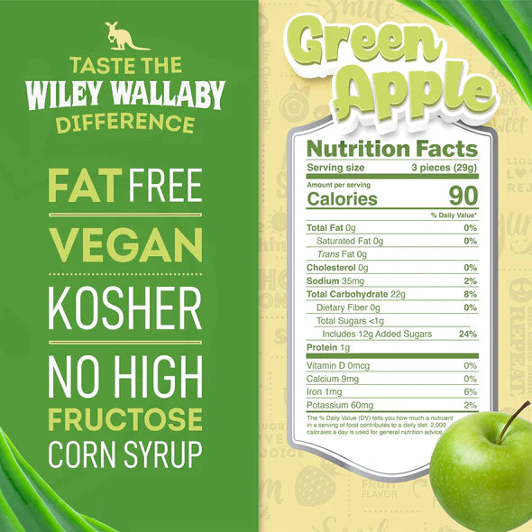 Wiley Wallaby Green Apple Licorice 7.05oz (200g)