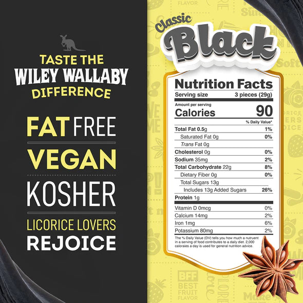 Wiley Wallaby Classic Black Licorice 7.05oz (200g)