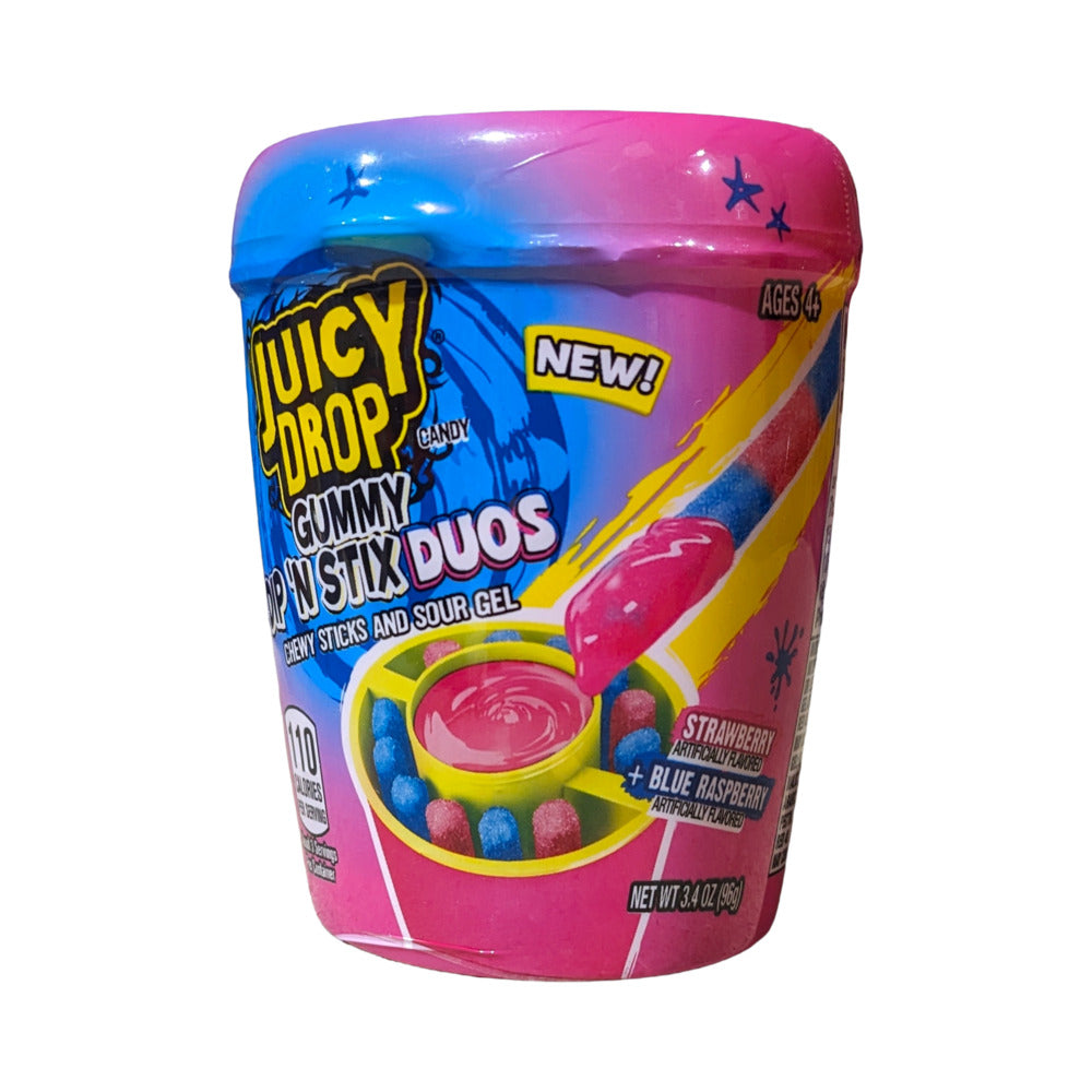 Topps Juicy Drop Gummy Dip 'N Stick Strawberry & Blue Raspberry 3.4oz (96g)