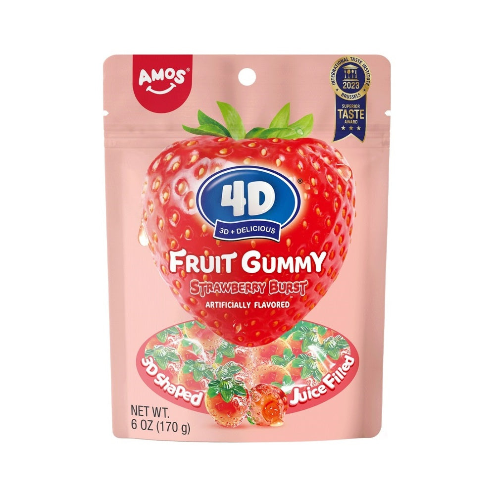 Amos 4D Fruit Gummy Strawberry Burst 6oz (170g)
