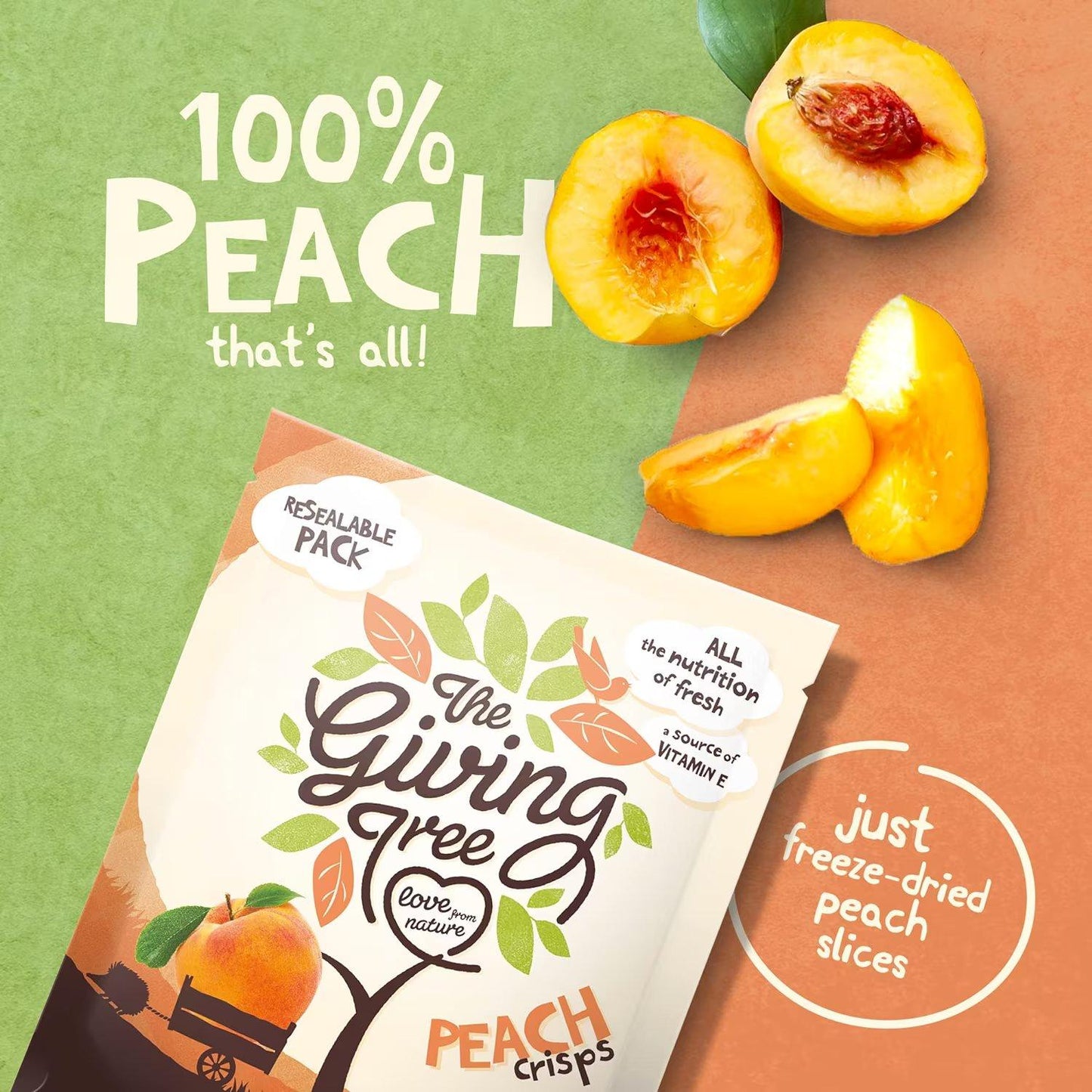 The Giving Tree Freeze Dried Peach Crisps 18g
