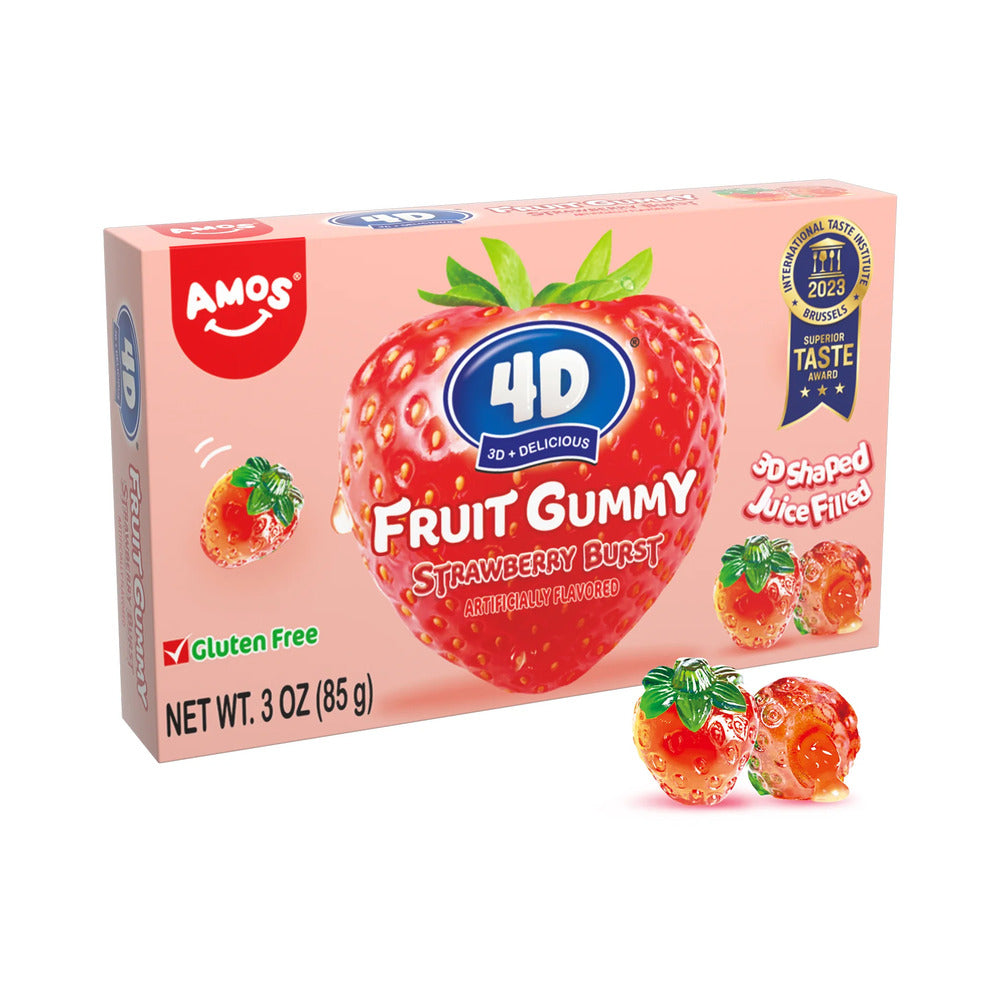 Amos 4D Fruit Gummy Strawberry Burst Theater Box 3oz (99g)