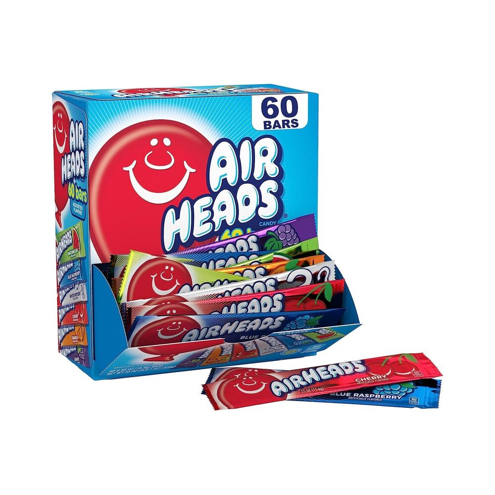 Airheads Candy Bars, Variety Bulk Box 60 of Individual Wrapped Full Size Bars