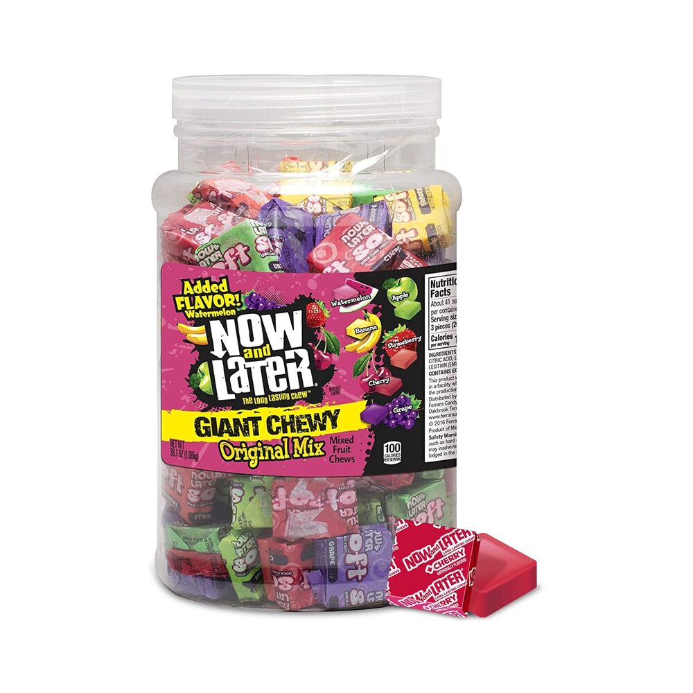 Now & Later Giant Chewy Original Mix Jar 38.1oz (1.08kg) Best Before 31/07/2025
