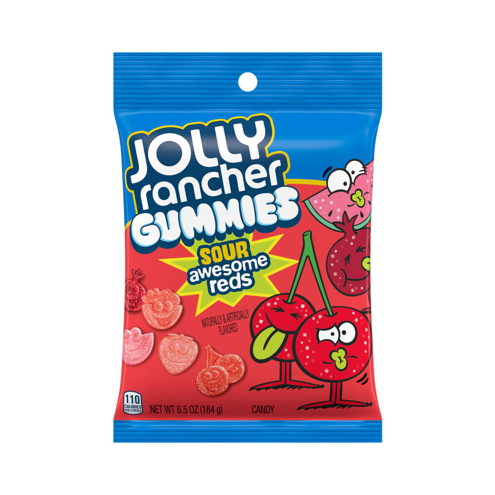 Jolly Rancher Sour Awesome Reds Gummies Peg Bag 6.5oz (184g)