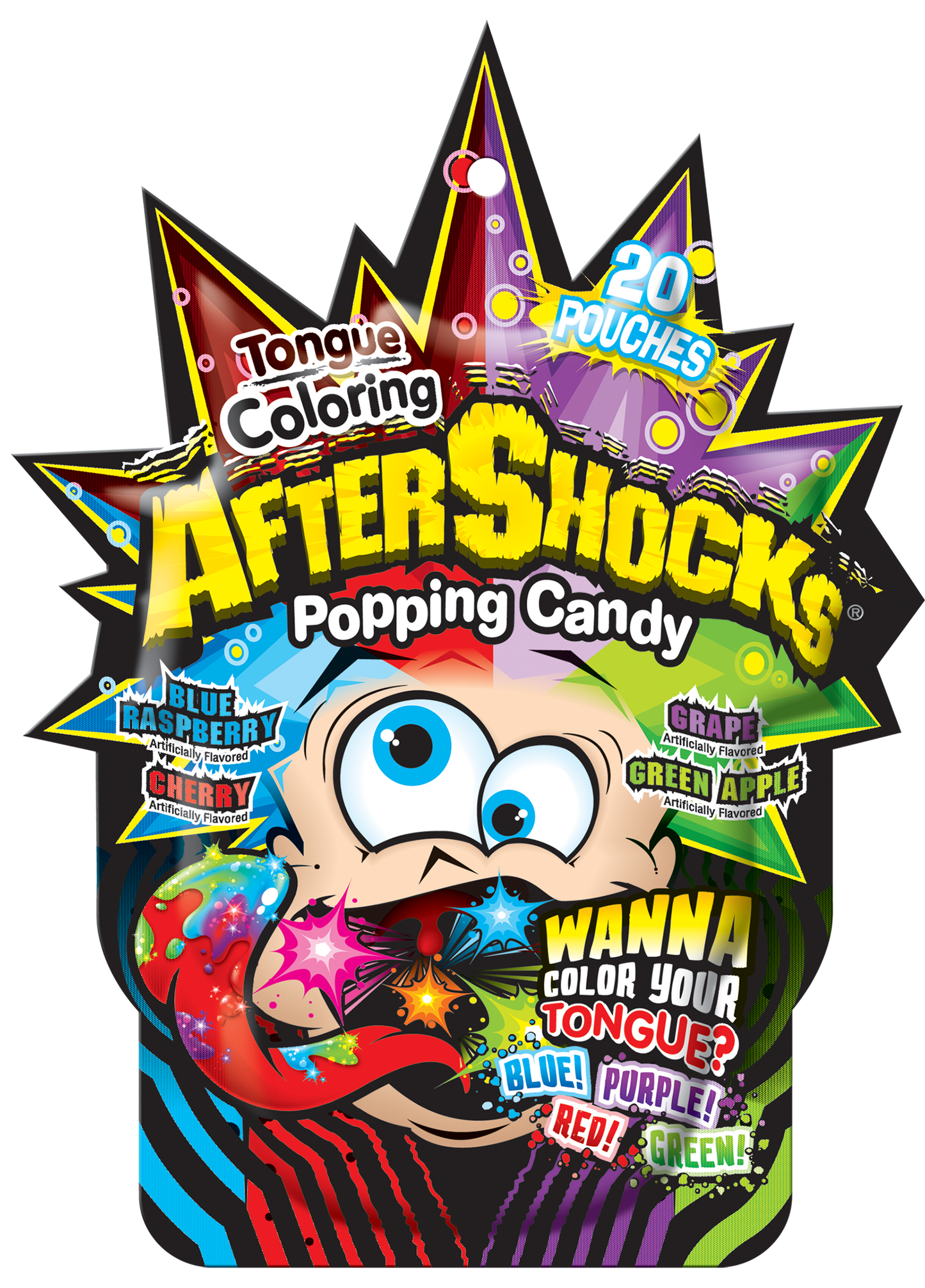 Aftershocks Tongue Coloring Popping Candy 1.06oz (30g)
