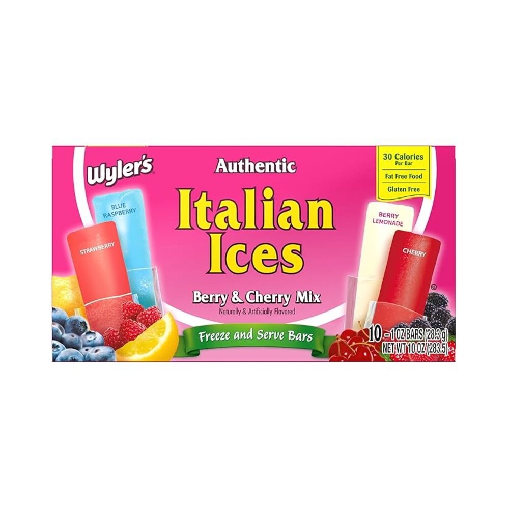 Wylers Italian Ices Berry and Cherry Mix Freeze Pops - 10 Pack