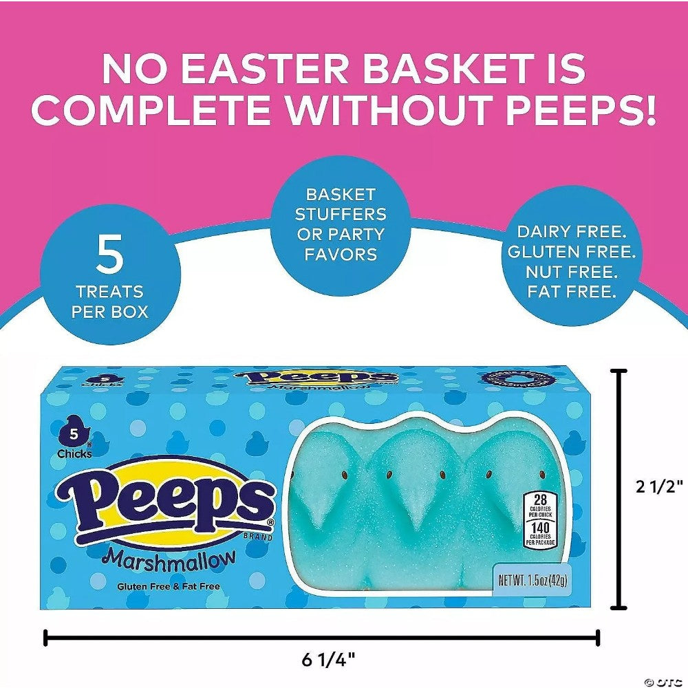 Peeps Easter Blue Chicks Marshmallow 5 Count 1.5oz (43g)