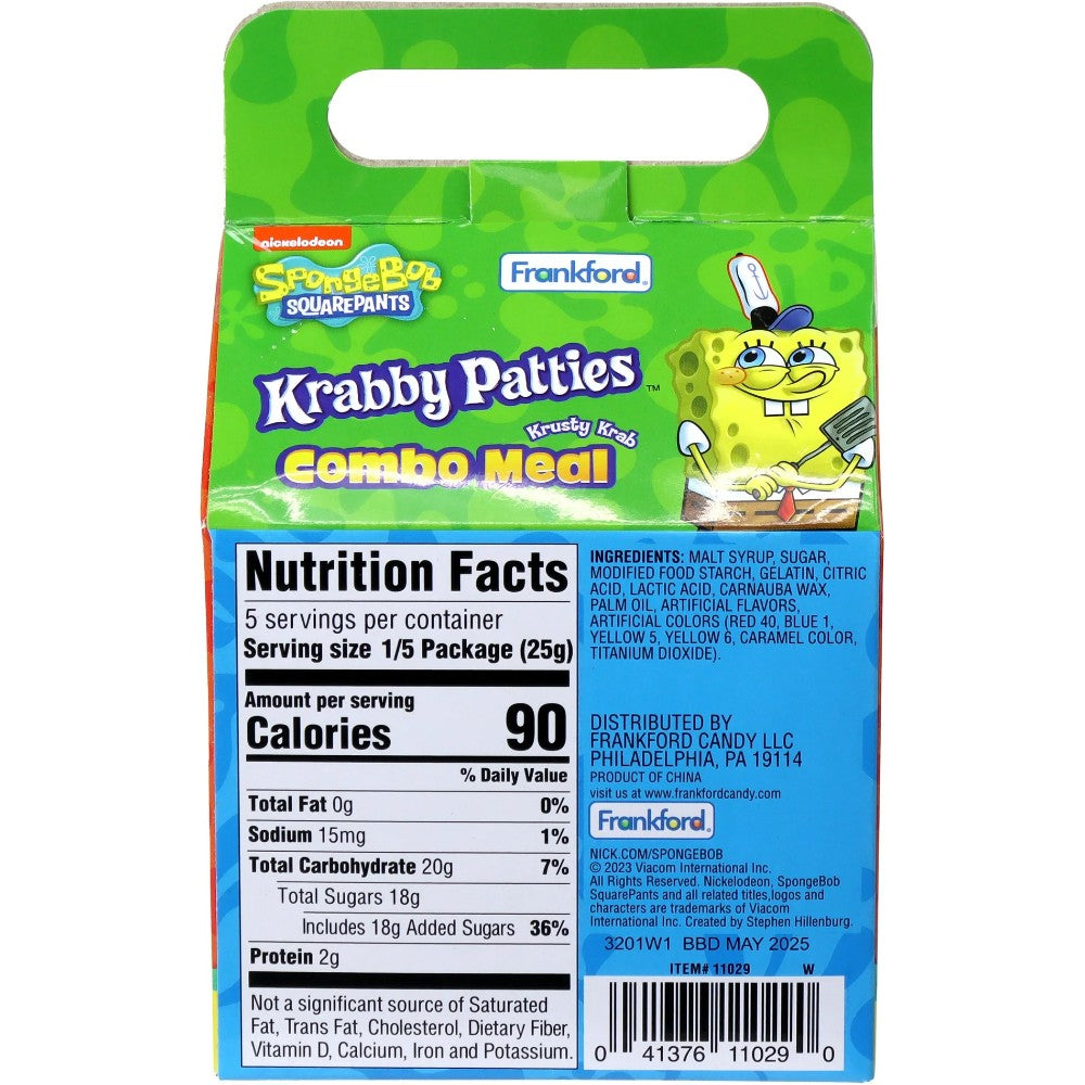 Frankford Krabby Patties Krusty Krab Gummy Candy Combo Meal Take Out Box 4.4oz (125g)