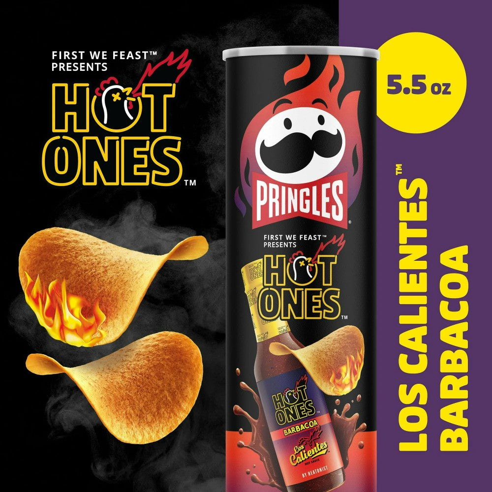 Pringles Hot Ones Los Calientes Barbacoa Potato Crisps Chips 5.5oz (156g)