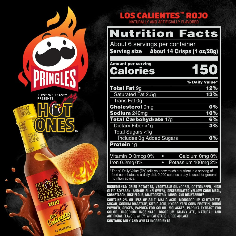 Pringles Hot Ones Los Calientes Rojo Potato Crisps Chips 5.5oz (156g)